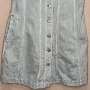 Madewell Dress Womens 2 Blue Denim Button Front Sleeveless Pockets Mini Utility - Flair - Style