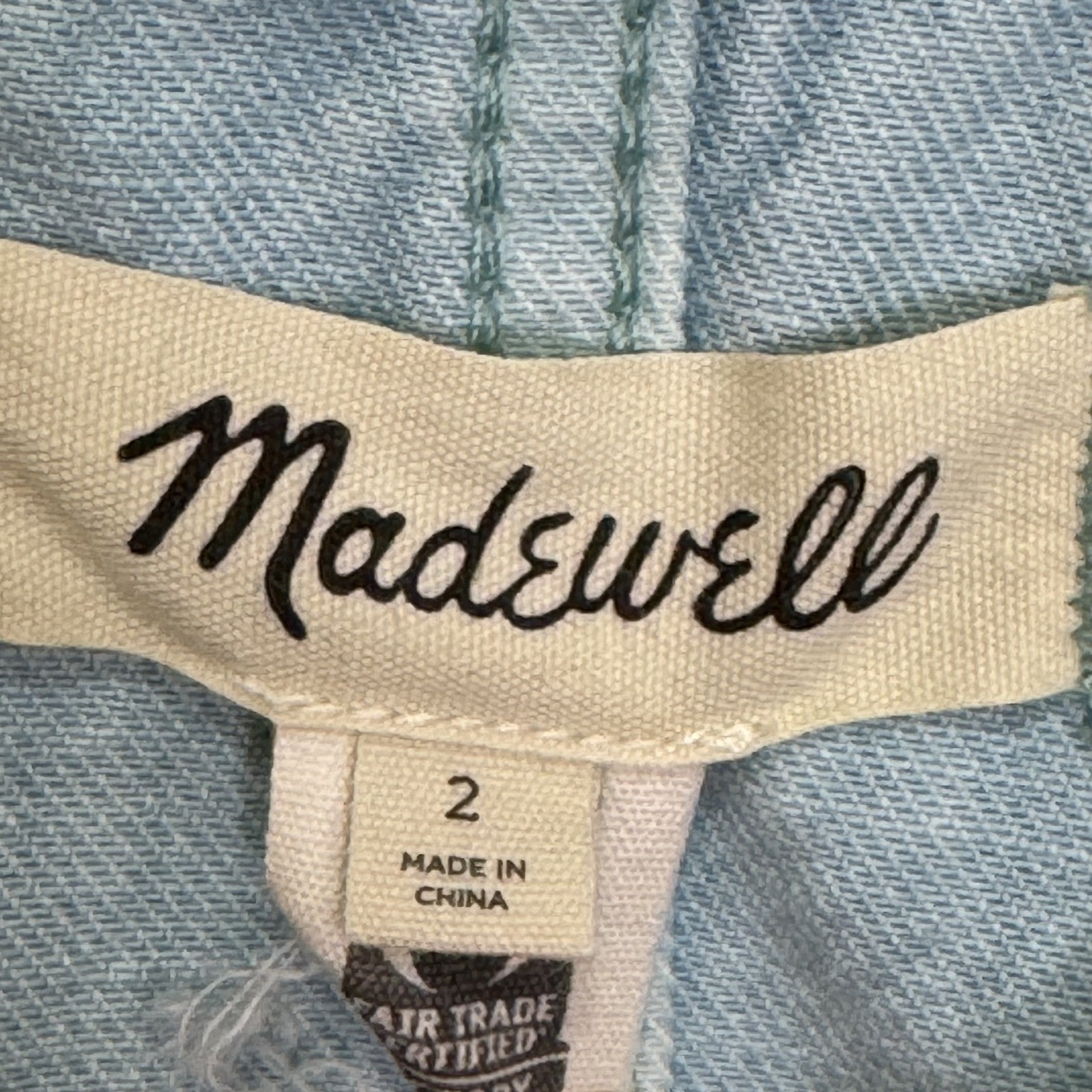 Madewell Dress Womens 2 Blue Denim Button Front Sleeveless Pockets Mini Utility - Flair - Style