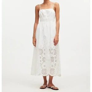 Madewell Embroidered Midi Dress Size 2 White Poplin NEW $168 Sun Dress Sundress - Flair - Style