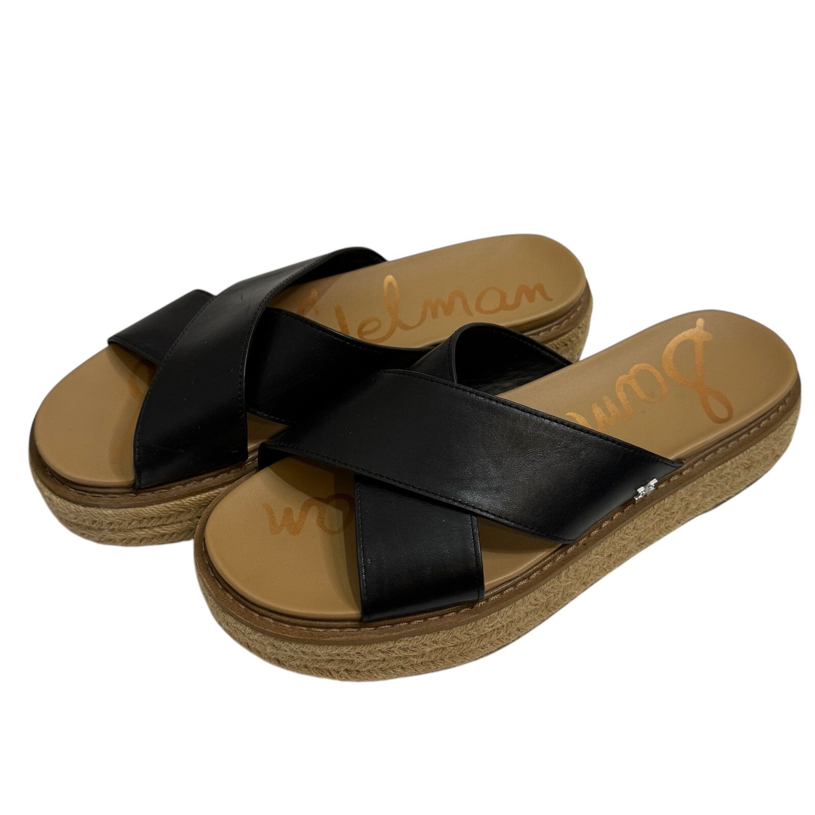 Madewell Korina Slide On Platform Sandals Size 9 Black Leather Upper - Flair - Style