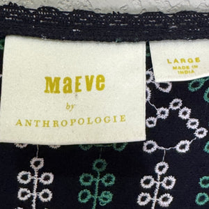 Maeve by Anthropologie Cammie Tank Top Large Black Green White Embroidered Boho - Flair - Style