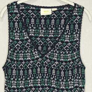 Maeve by Anthropologie Cammie Tank Top Large Black Green White Embroidered Boho - Flair - Style