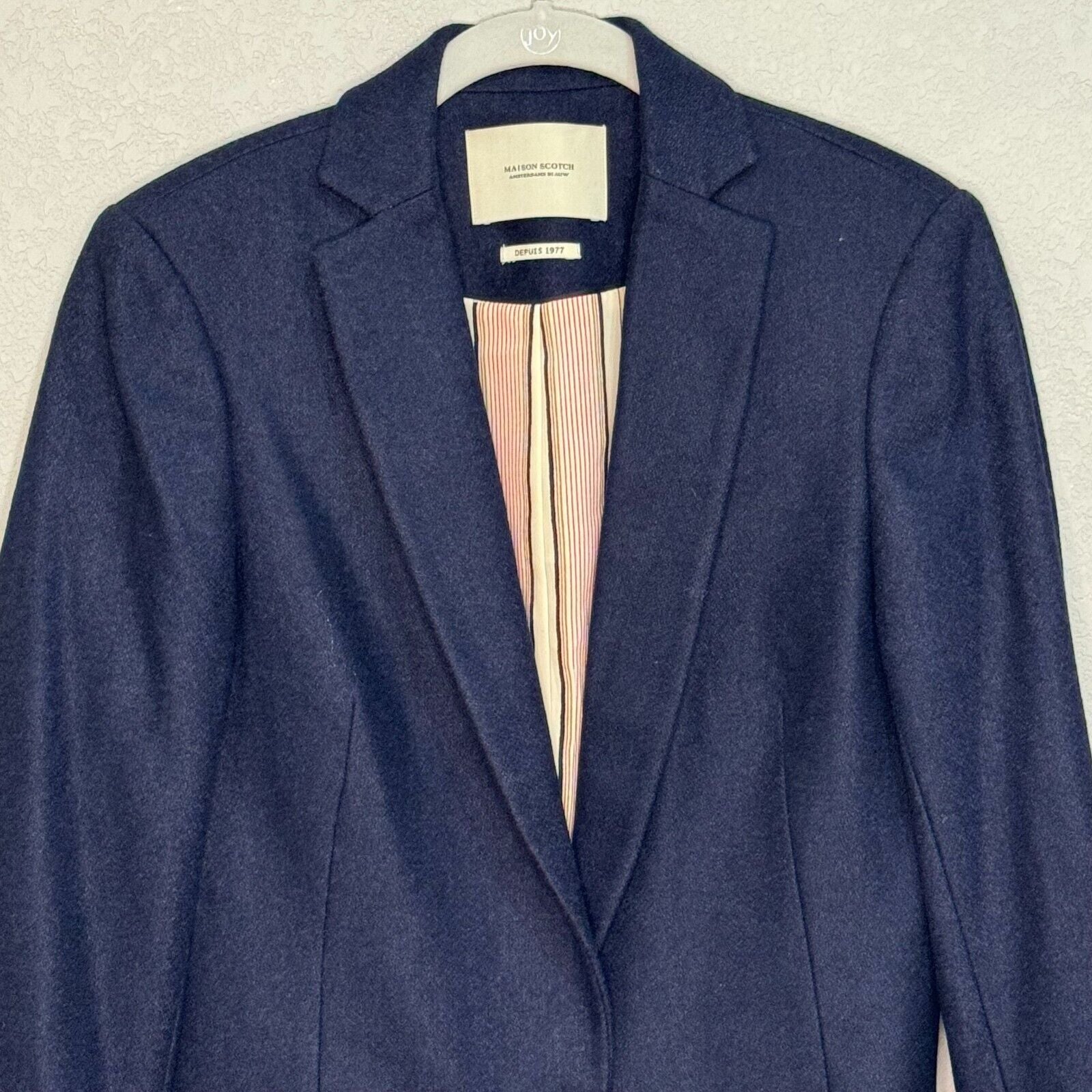Maison Scotch Women's Blazer Jacket US Size Medium 10 Navy Blue Wool Blend Lined - Flair - Style