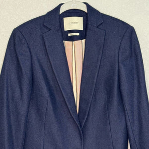 Maison Scotch Women's Blazer Jacket US Size Medium 10 Navy Blue Wool Blend Lined - Flair - Style