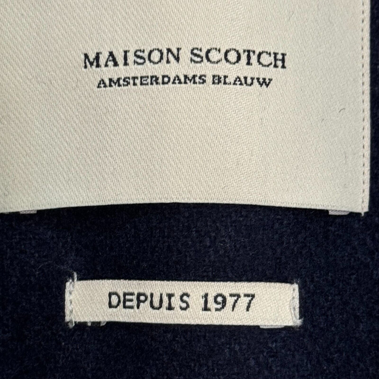 Maison Scotch Women's Blazer Jacket US Size Medium 10 Navy Blue Wool Blend Lined - Flair - Style