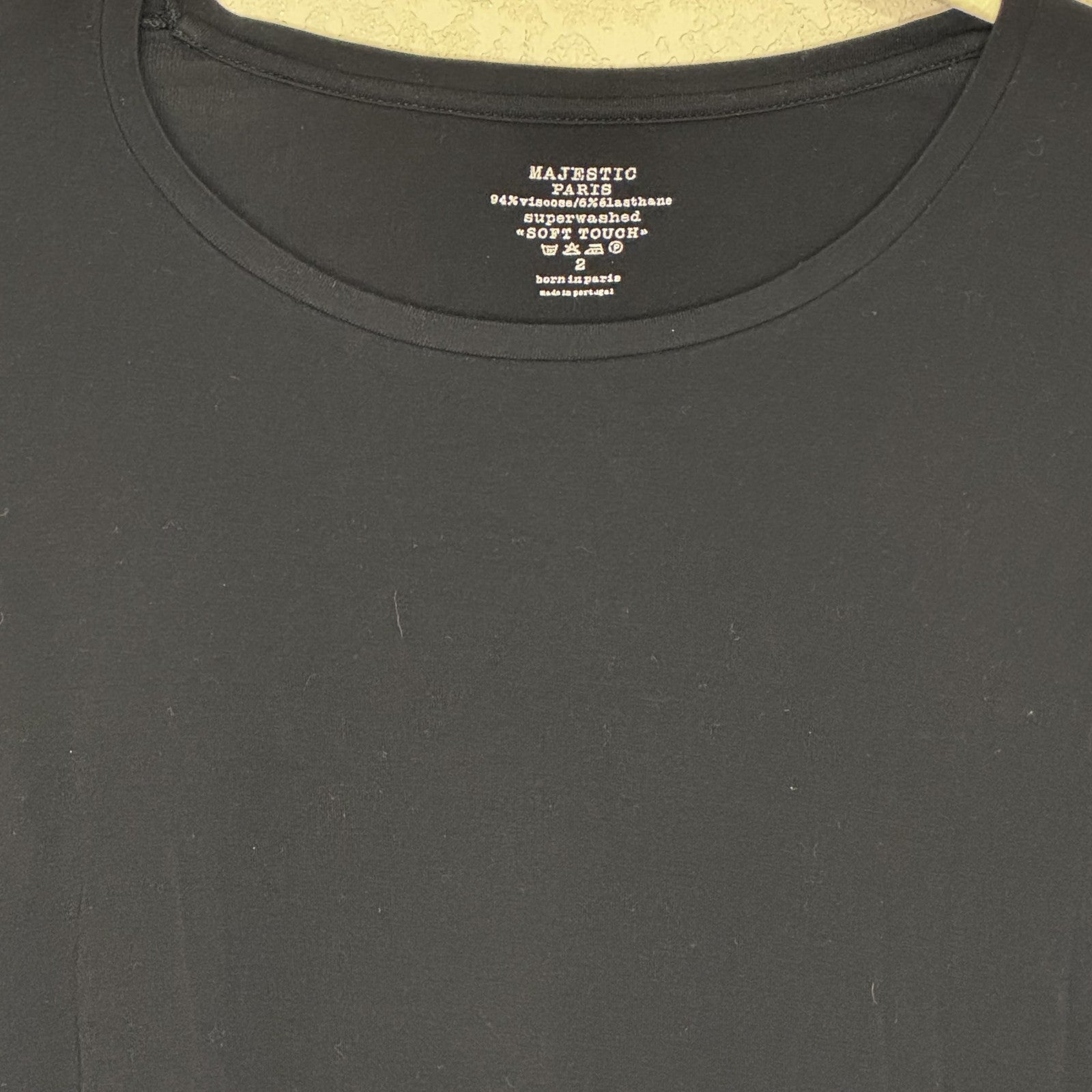 Majestic Paris Shirt Womens Medium Black Long Sleeve Soft Touch Viscose Stretch - Flair - Style