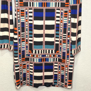 Mara Hoffman Dress Size Medium Multicolor Geometric Striped Long Sleeve Fitted - Flair - Style