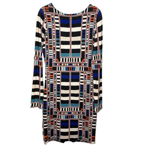 Mara Hoffman Dress Size Medium Multicolor Geometric Striped Long Sleeve Fitted - Flair - Style