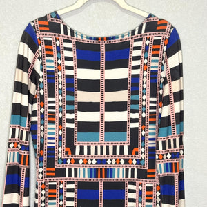 Mara Hoffman Dress Size Medium Multicolor Geometric Striped Long Sleeve Fitted - Flair - Style