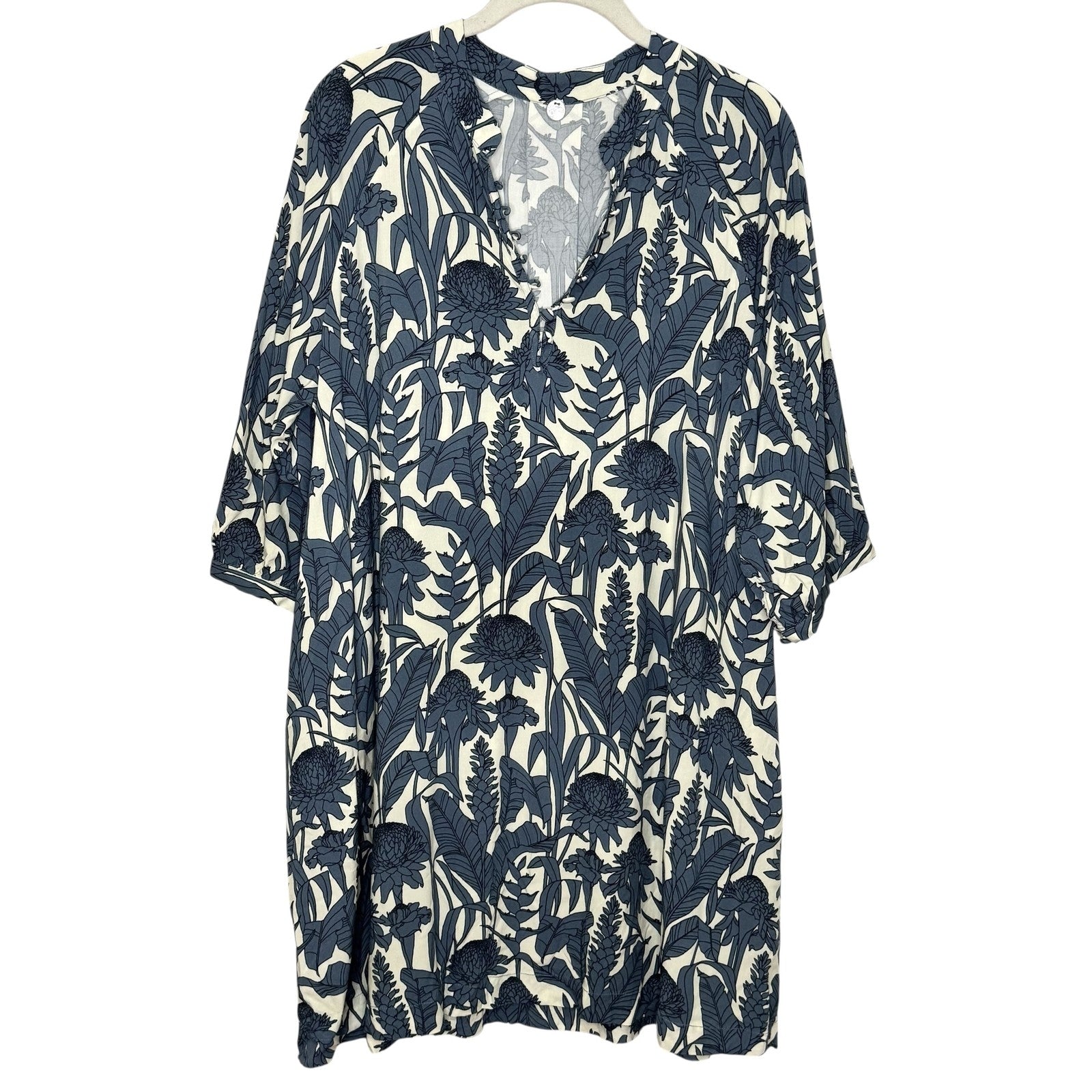 Margaret O'Leary Dress Womens Medium Floral Print ECOVERO Tunic Pockets Boho - Flair - Style