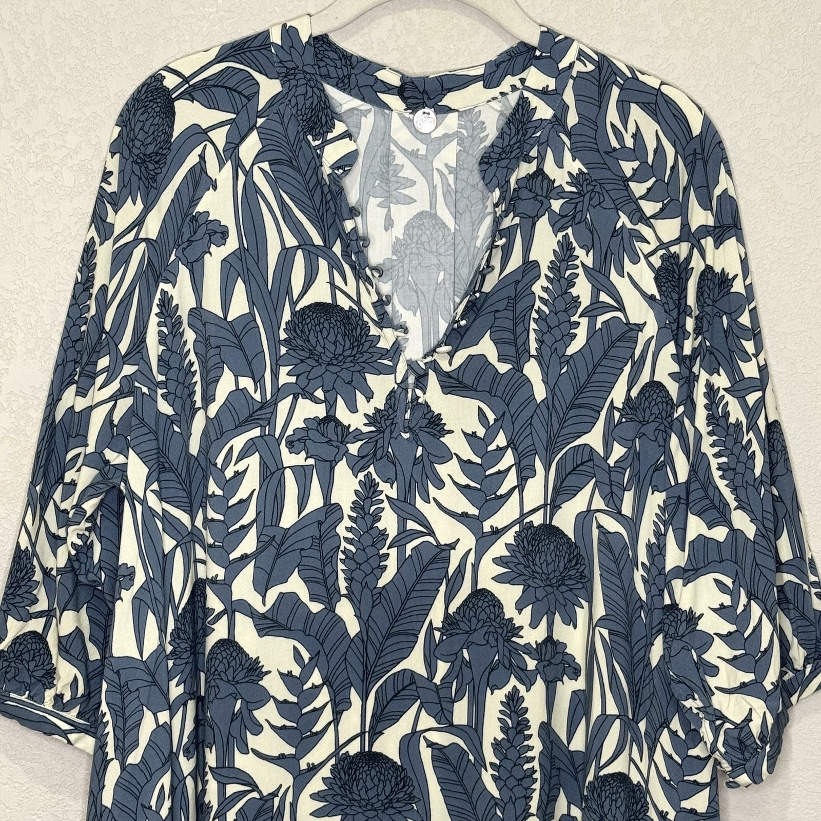 Margaret O'Leary Dress Womens Medium Floral Print ECOVERO Tunic Pockets Boho - Flair - Style