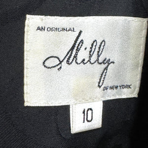 Milly Dress Womens 10 Black Sleeveless Wool Blend Textured Jacquard Keyhole USA - Flair - Style