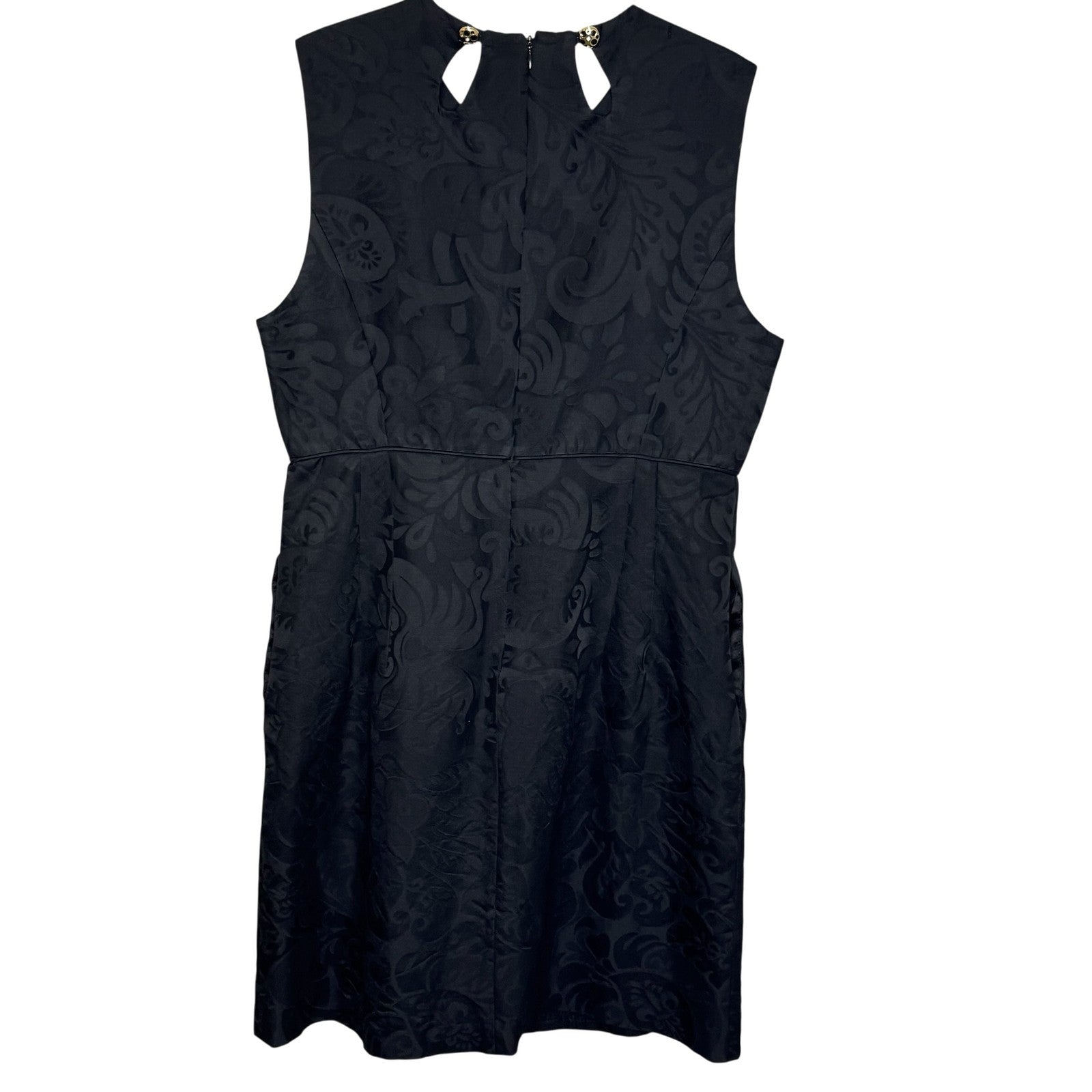 Milly Dress Womens 10 Black Sleeveless Wool Blend Textured Jacquard Keyhole USA - Flair - Style