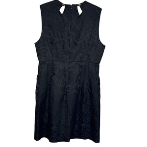 Milly Dress Womens 10 Black Sleeveless Wool Blend Textured Jacquard Keyhole USA - Flair - Style