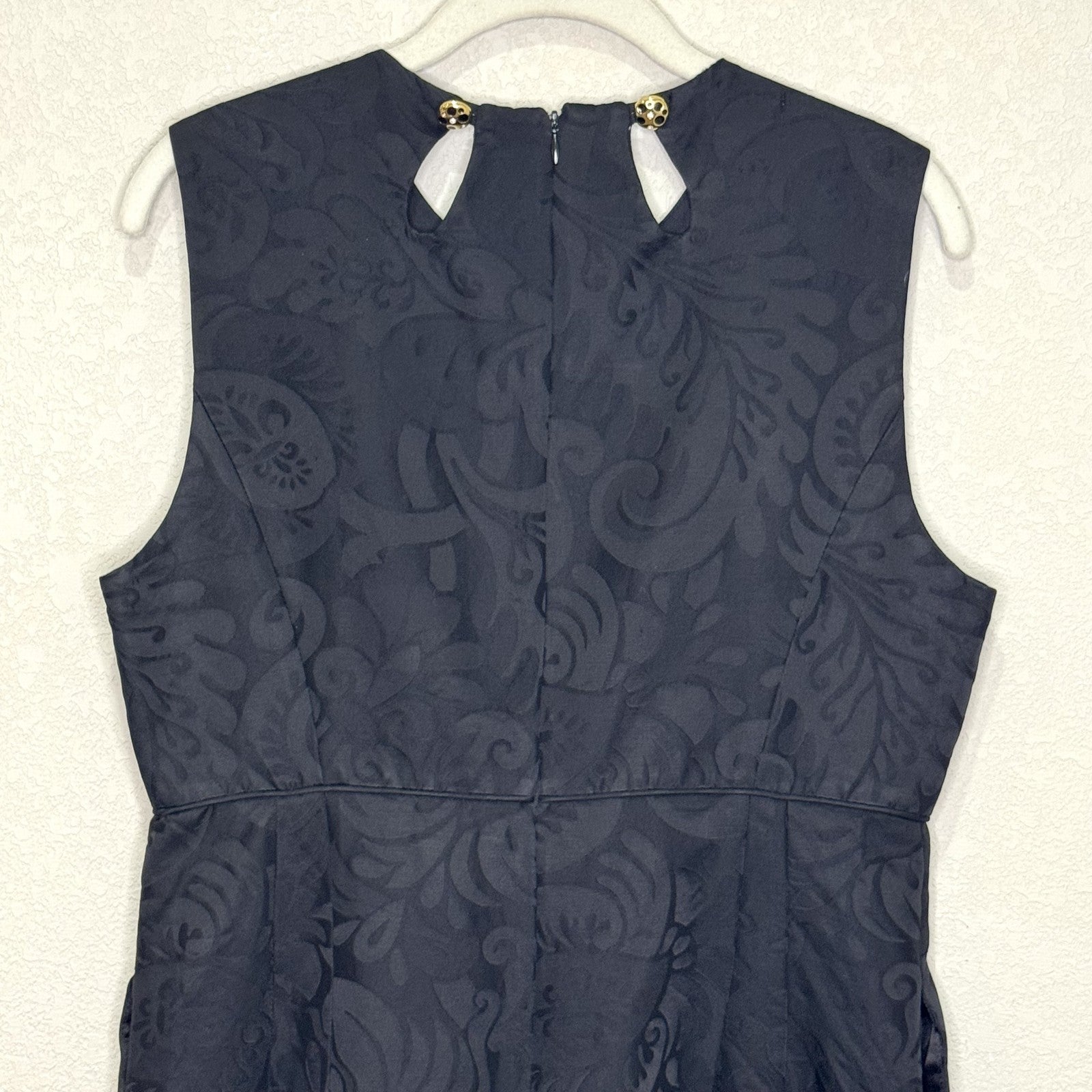 Milly Dress Womens 10 Black Sleeveless Wool Blend Textured Jacquard Keyhole USA - Flair - Style