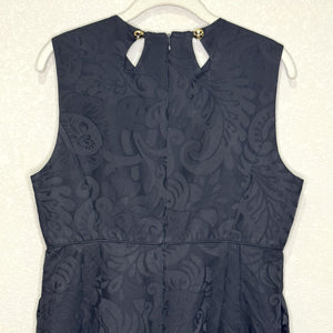 Milly Dress Womens 10 Black Sleeveless Wool Blend Textured Jacquard Keyhole USA - Flair - Style