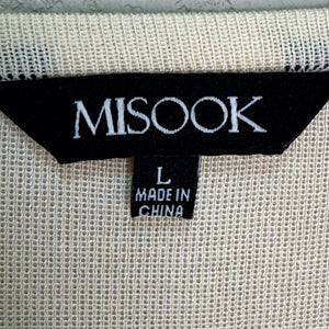 MISOOK Sweater Size Large Pink Sparkle Colorblock 3/4 Sleeve Lined - Flair - Style