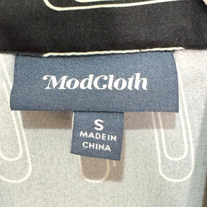 Modcloth Shirt Size Small Black Allover Paperclip Blouse Career Office - Flair - Style