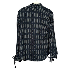 Modcloth Shirt Size Small Black Allover Paperclip Blouse Career Office - Flair - Style