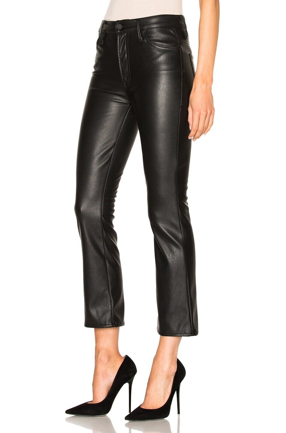 MOTHER Jeans Insider Crop Size 25 Black Captured Faux Leather - Flair - Style