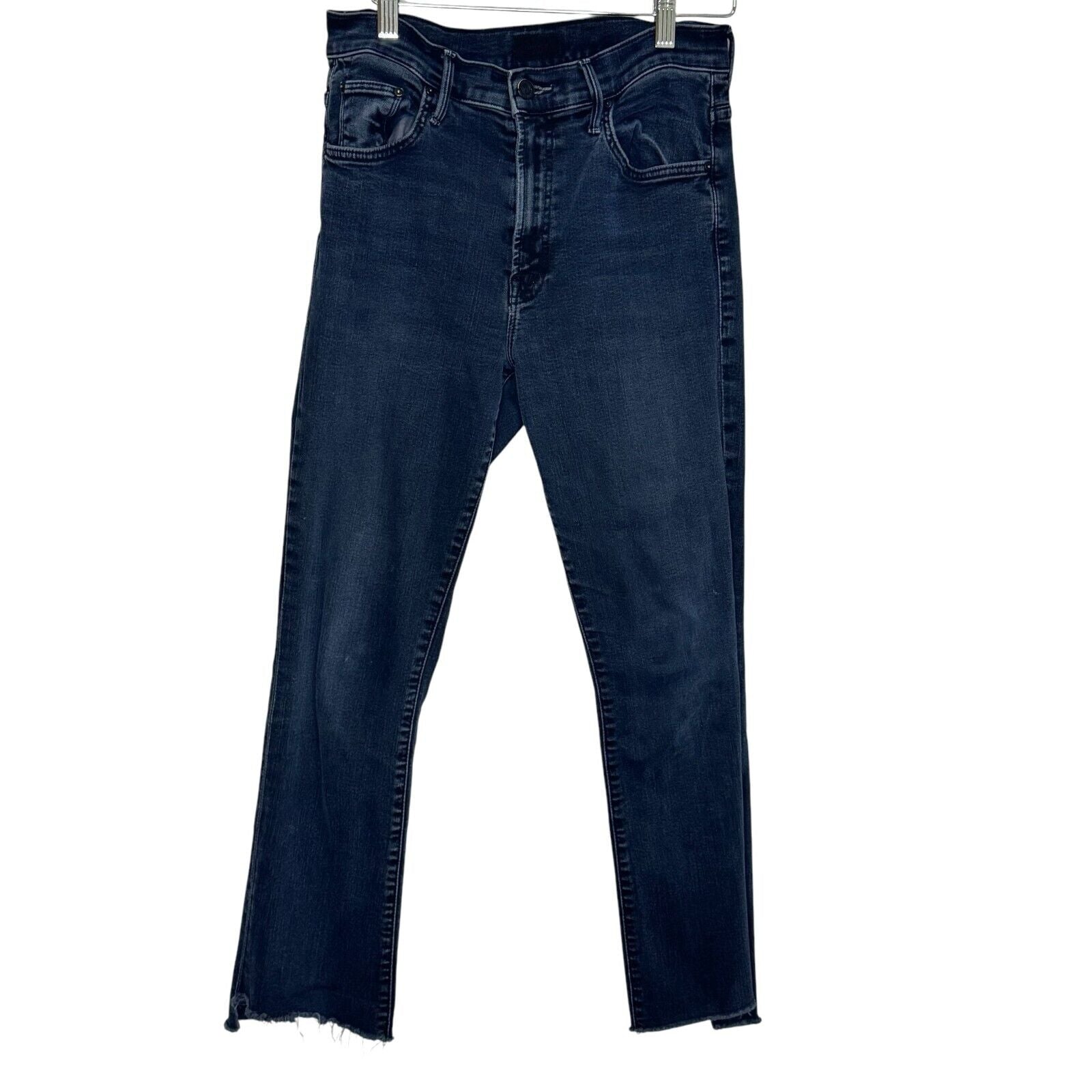MOTHER The Insider Crop Step Fray Jeans Size 28 Night In Paris Dark Black - Blue - Flair - Style