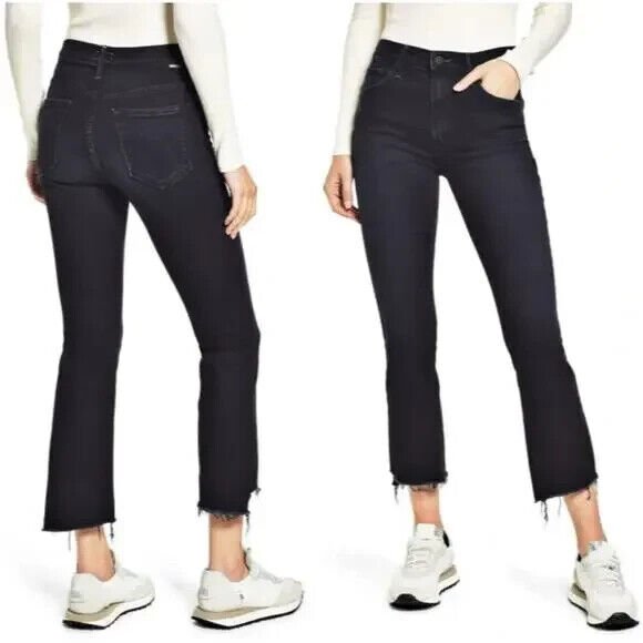 MOTHER The Insider Crop Step Fray Jeans Size 28 Night In Paris Dark Black - Blue - Flair - Style