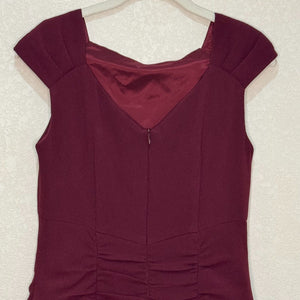 Nanette Lepore Ruched Cocktail Dress Size 6 Burgundy - Flair - Style