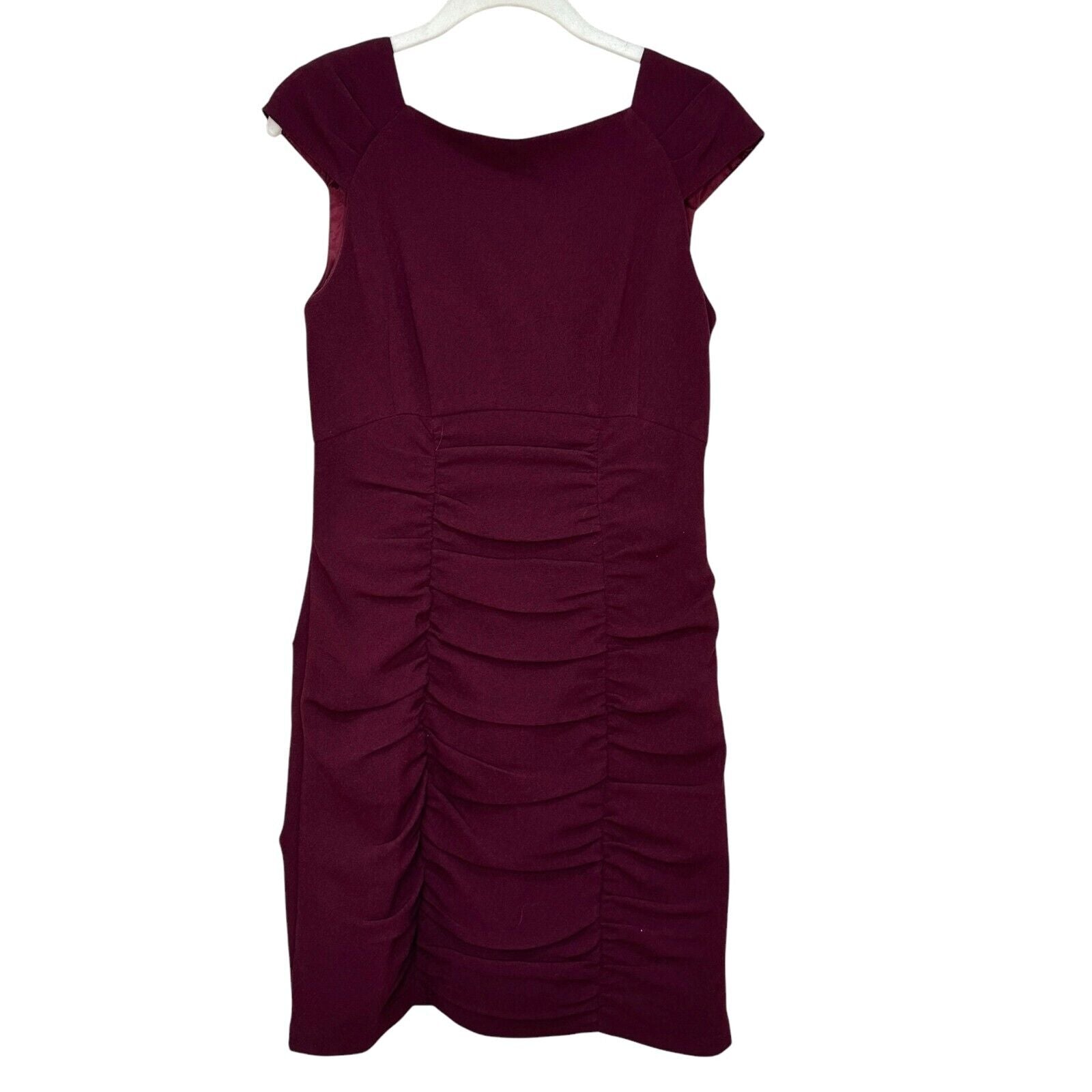 Nanette Lepore Ruched Cocktail Dress Size 6 Burgundy - Flair - Style