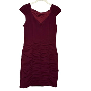 Nanette Lepore Ruched Cocktail Dress Size 6 Burgundy - Flair - Style
