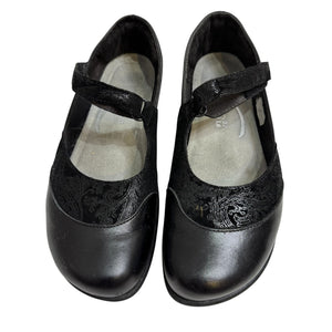 Naot Mary Jane Shoes Womens Size 37 Black Leather Velour Strap Comfort Walking - Flair - Style