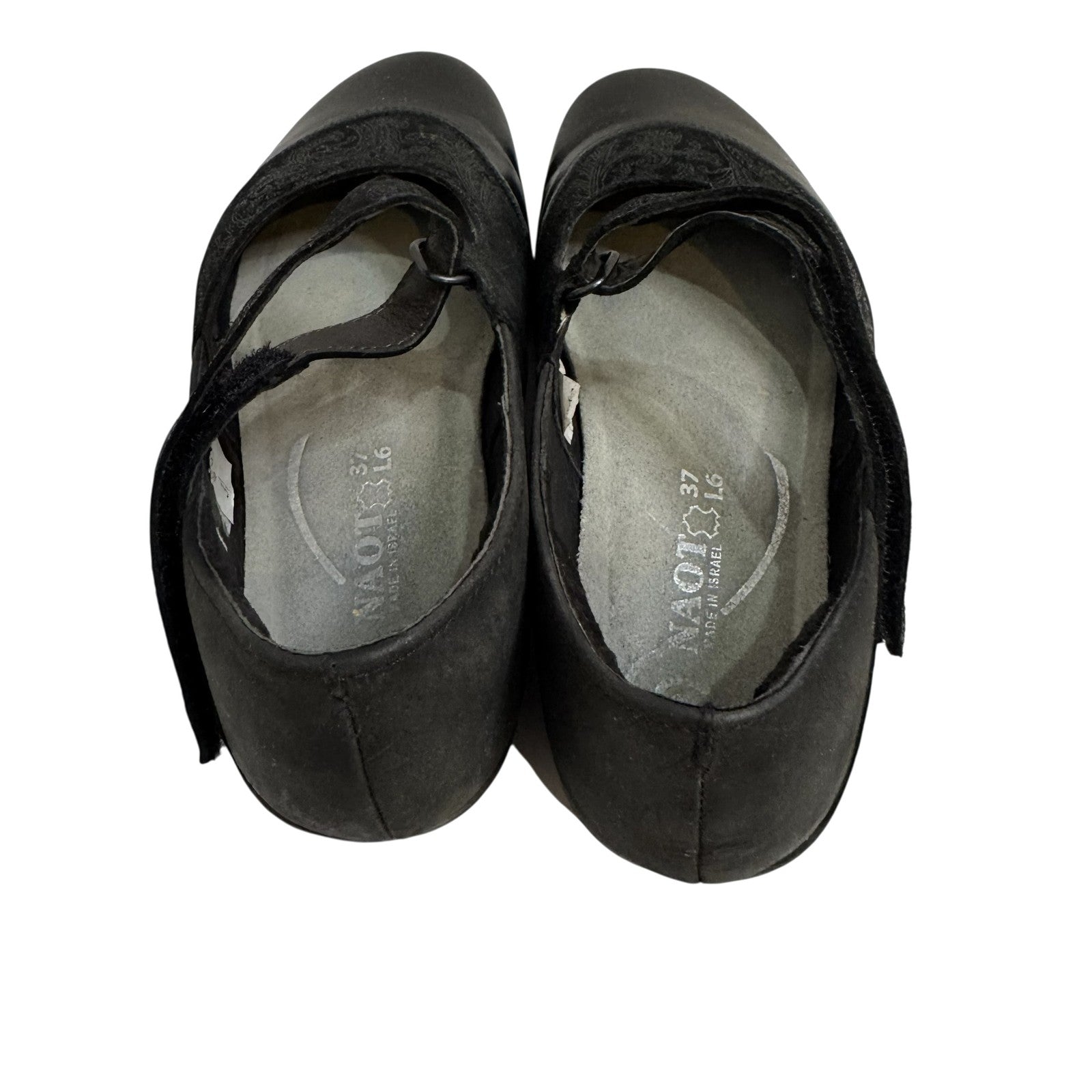 Naot Mary Jane Shoes Womens Size 37 Black Leather Velour Strap Comfort Walking - Flair - Style