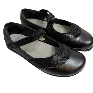 Naot Mary Jane Shoes Womens Size 37 Black Leather Velour Strap Comfort Walking - Flair - Style
