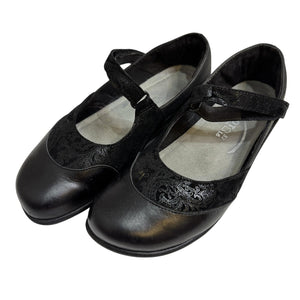 Naot Mary Jane Shoes Womens Size 37 Black Leather Velour Strap Comfort Walking - Flair - Style