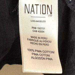 Nation LTD Black Tee Size Medium Scoopneck Long Sleeve Smocked Wrist Pima Cotton - Flair - Style