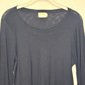 Nation LTD Black Tee Size Medium Scoopneck Long Sleeve Smocked Wrist Pima Cotton - Flair - Style