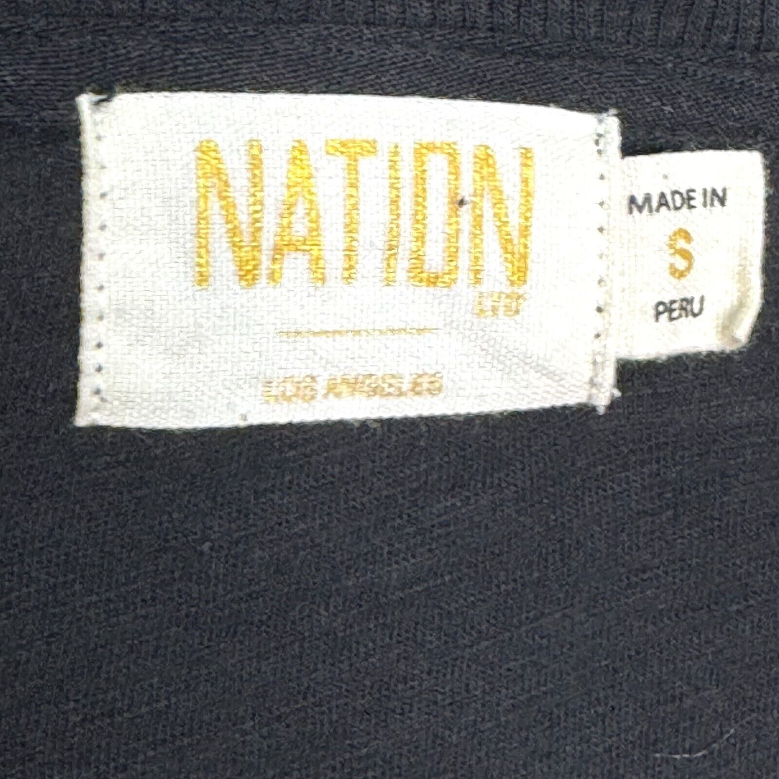 Nation LTD Black Tee Size Small Split Neck Long Sleeve Pima Cotton - Flair - Style