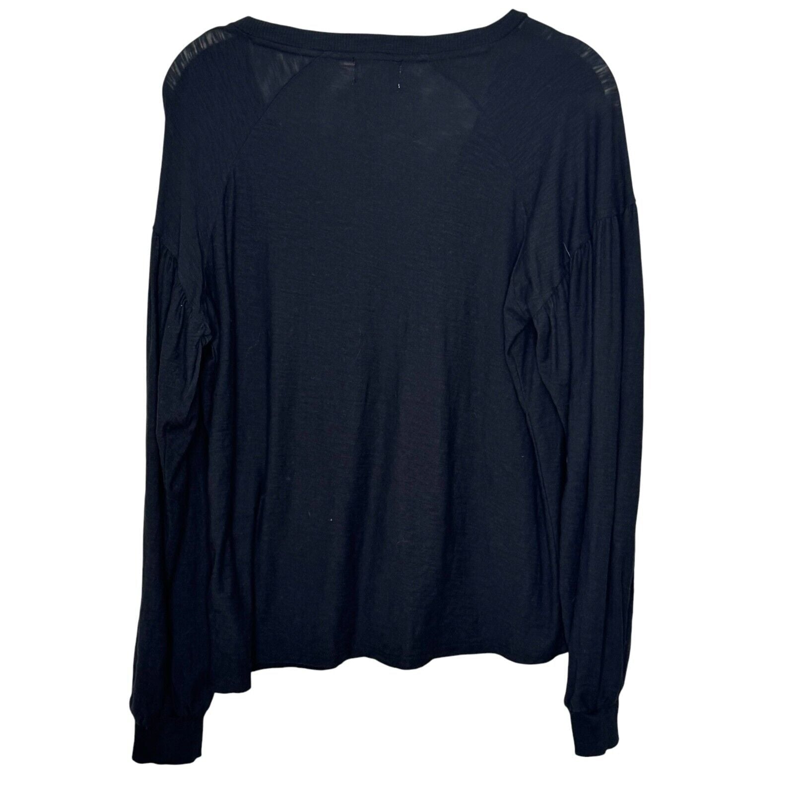 Nation LTD Black Tee Size Small Split Neck Long Sleeve Pima Cotton - Flair - Style