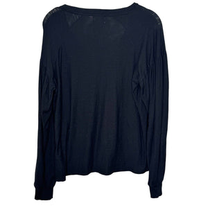 Nation LTD Black Tee Size Small Split Neck Long Sleeve Pima Cotton - Flair - Style
