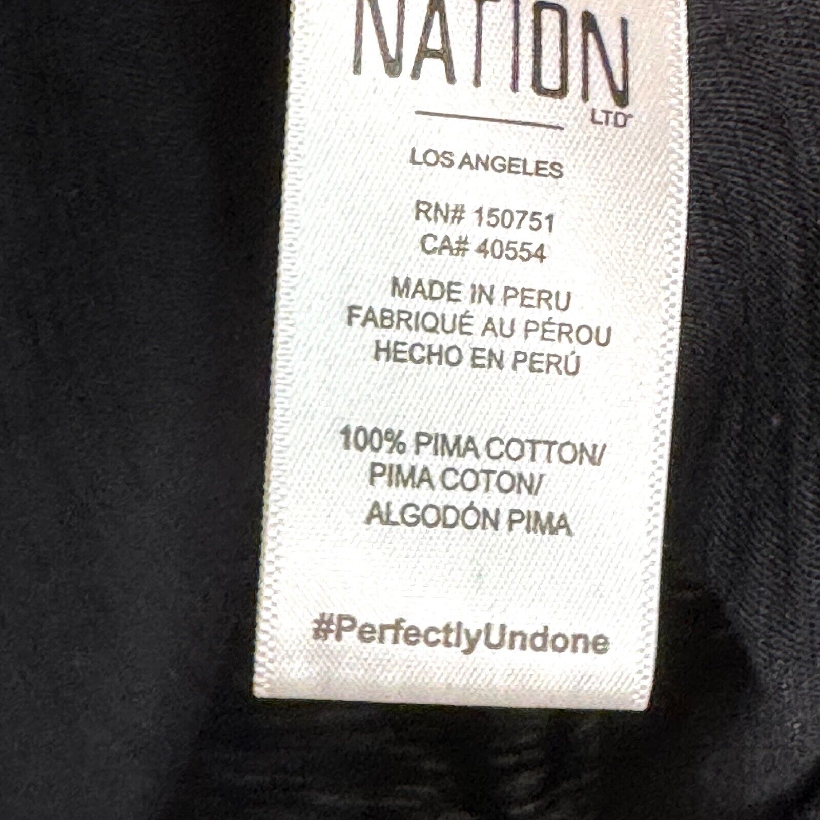 Nation LTD Black Tee Size Small Split Neck Long Sleeve Pima Cotton - Flair - Style