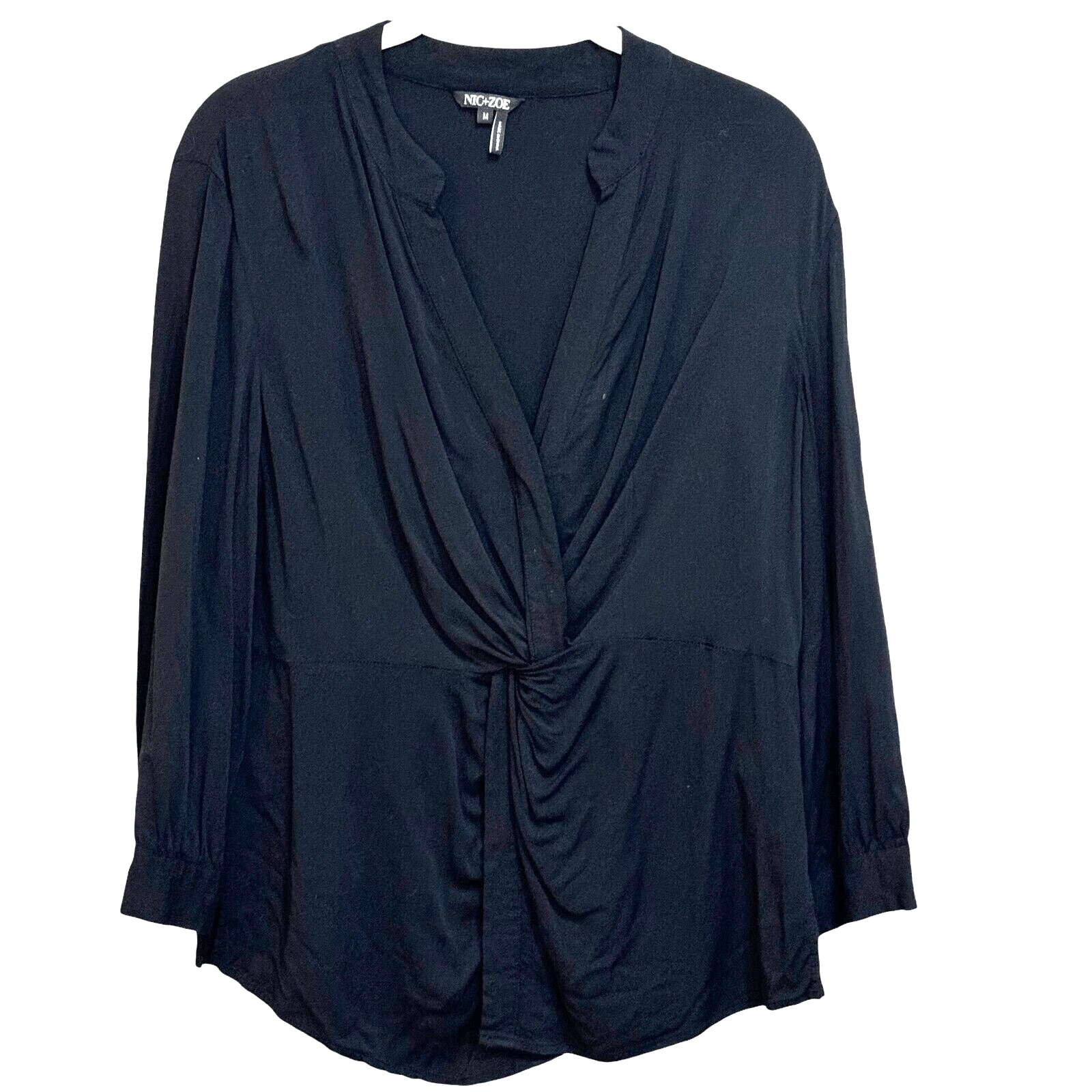 Nic + Zoe Top Shirt Size Medium Black Twist Up - Flair - Style