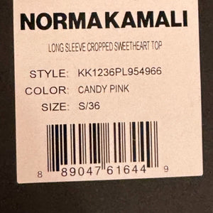 Norma Kamali Sweetheart Crop Top Size Small Candy Pink Long Sleeve NEW $125 - Flair - Style