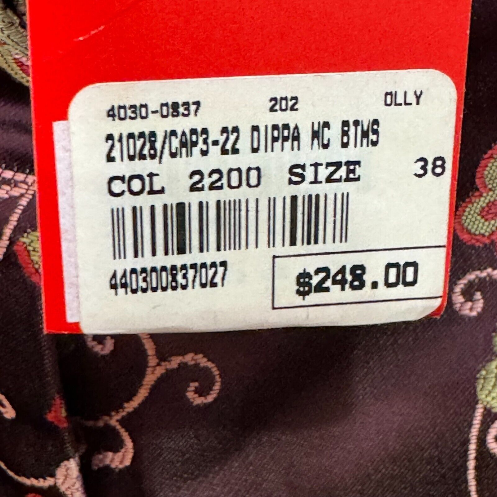 Oilily Women's Pants Size 38 Satin Burgundy Floral Ankle NEW $248 - Flair - Style