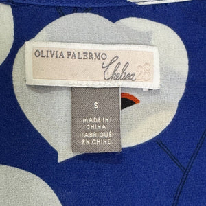 Olivia Palermo Chelsea28 Shirt Womens Small Floral Silk Button Up Top Blouse - Flair - Style