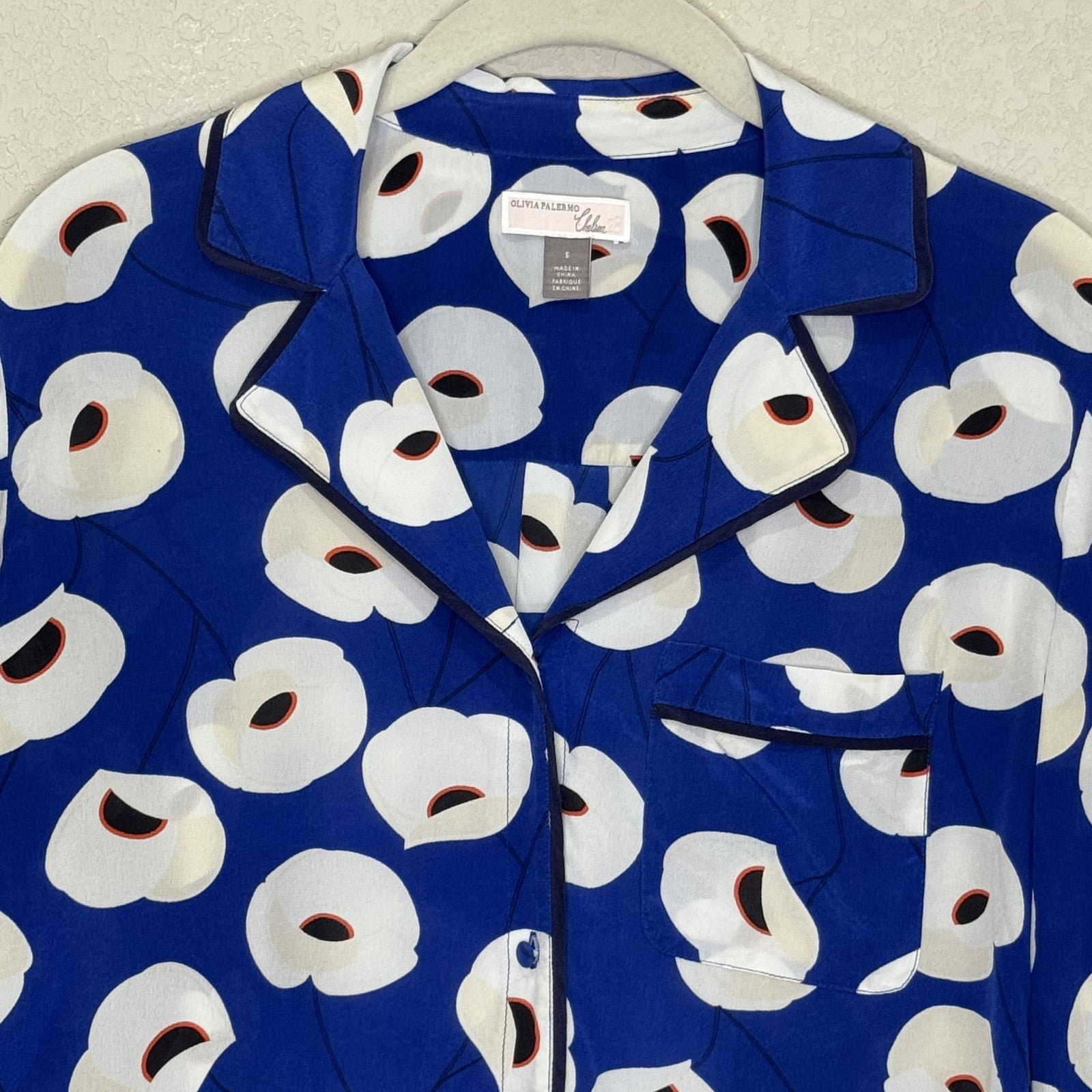 Olivia Palermo Chelsea28 Shirt Womens Small Floral Silk Button Up Top Blouse - Flair - Style