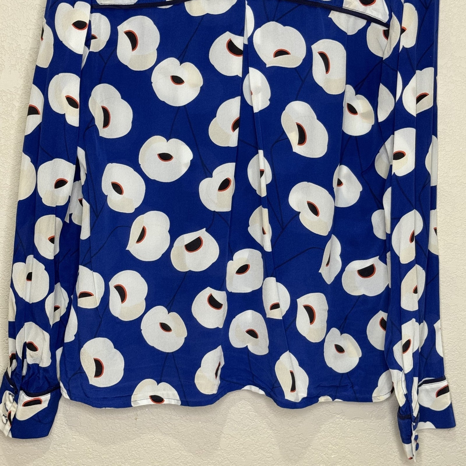 Olivia Palermo Chelsea28 Shirt Womens Small Floral Silk Button Up Top Blouse - Flair - Style
