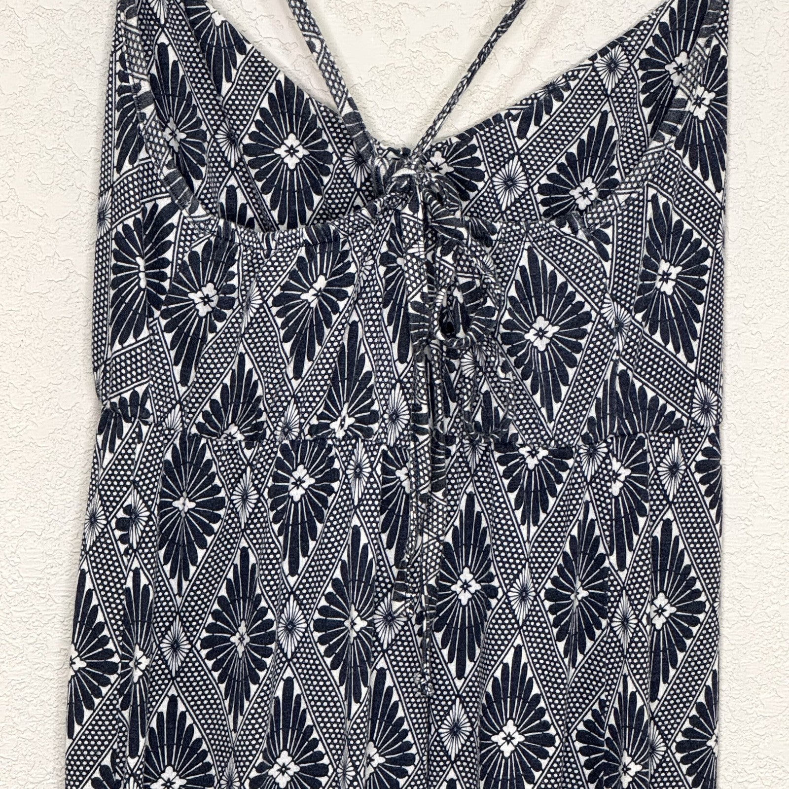 O'Neill Jenna Dress Womens Small Blue White Geometric Boho Strappy Maxi - Flair - Style