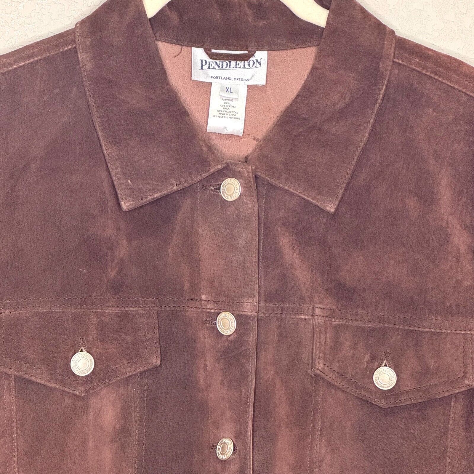 Pendleton Brown Suede Vest Size XL Womens Oxford Mix Aztec Wool - Flair - Style