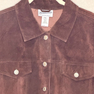 Pendleton Brown Suede Vest Size XL Womens Oxford Mix Aztec Wool - Flair - Style