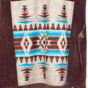 Pendleton Brown Suede Vest Size XL Womens Oxford Mix Aztec Wool - Flair - Style
