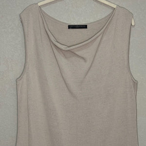 Peruvian Connection Freya Drape Neck Dress Size Small Oyster 100% Pima Cotton - Flair - Style